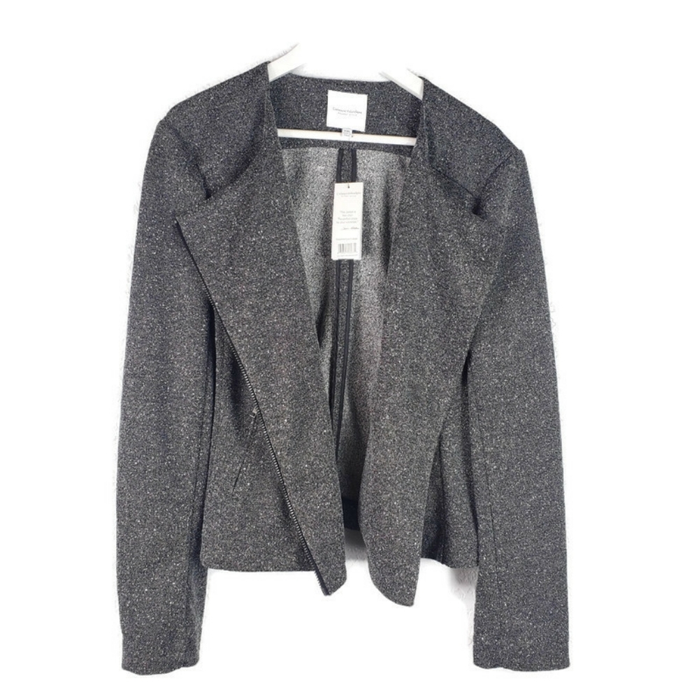 Runway Style Gray Edgy Plus-Size Bomber Jacket - Picture 2 of 14